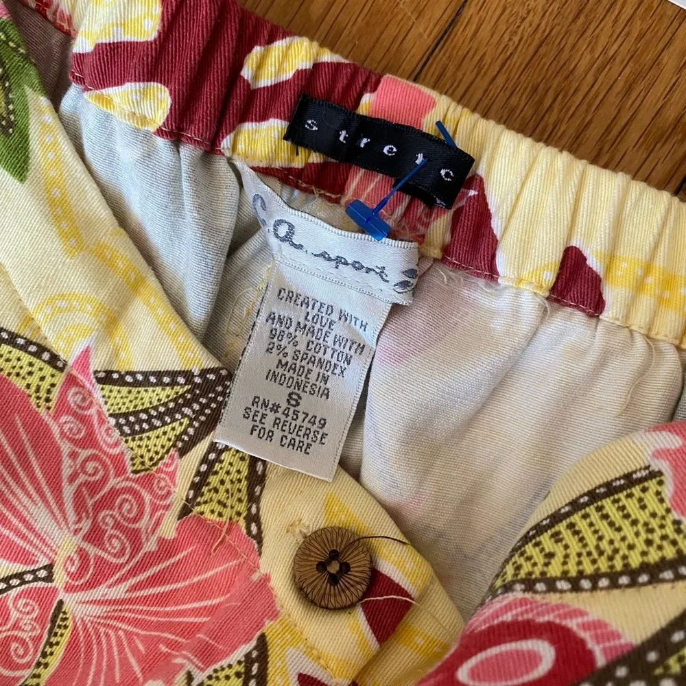 C.A. Sport Vintage-style floral wide-leg cotton pants - Tropical Pants - S - Picture 5 of 7